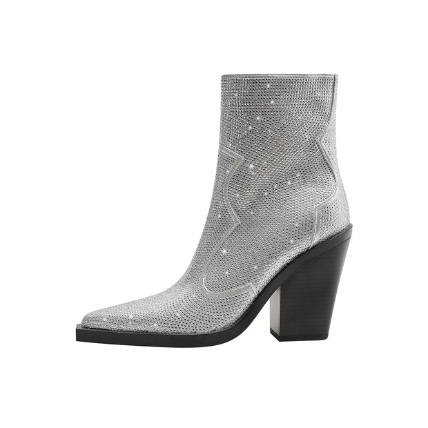 Sparkly Festive Rhinestone Pointed Toe Boots-5