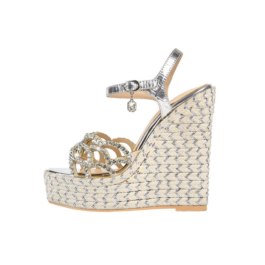 Sparkly Scallop Gem Encrusted Silver Wedges-0