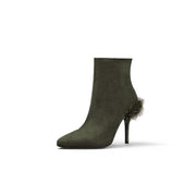 Stiletto Ankle Boots with Faux Fur Heel Accent-6