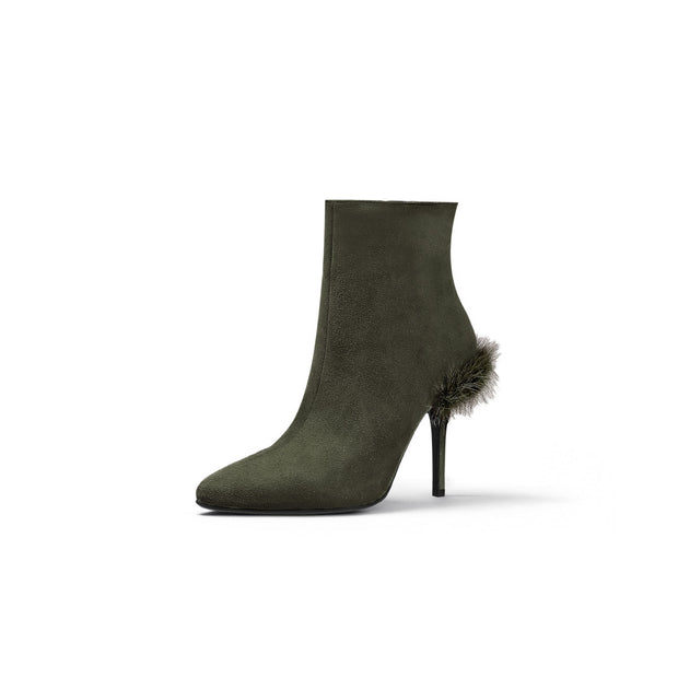 Stiletto Ankle Boots with Faux Fur Heel Accent-6