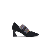 Striped Ribbon-Trim Pointed Toe Pumps-2