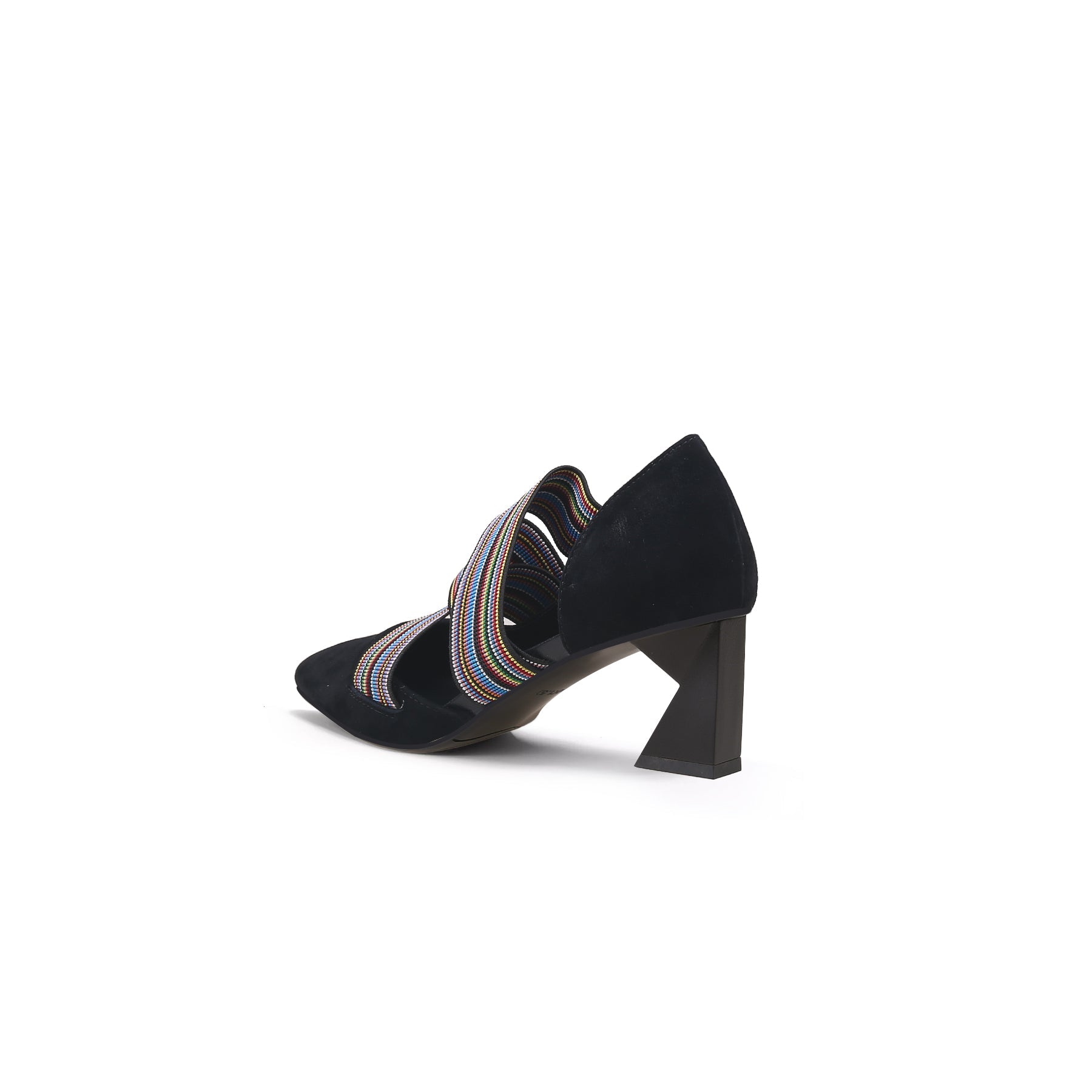 Striped Ribbon-Trim Pointed Toe Pumps-3
