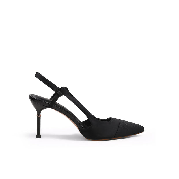Suede Cap Classic Slingback Kitten Pumps-2