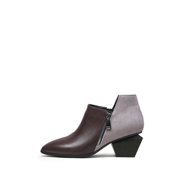 Modern Suede Leather Paneled Ankle Boots-0