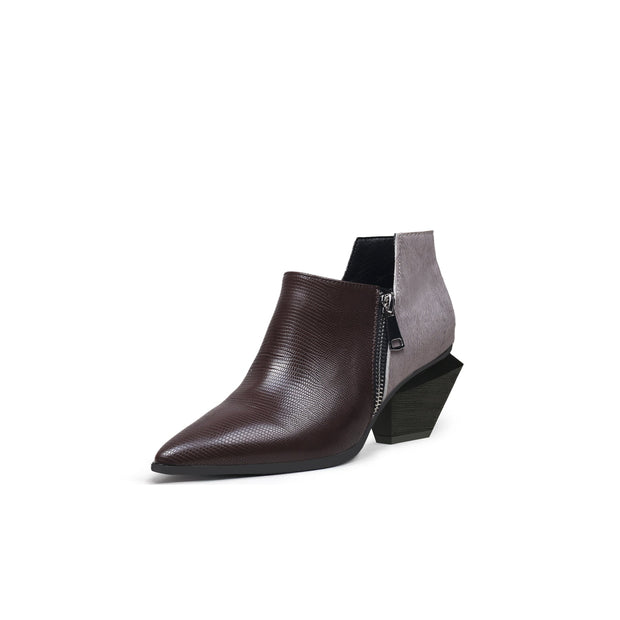 Modern Suede Leather Paneled Ankle Boots-1
