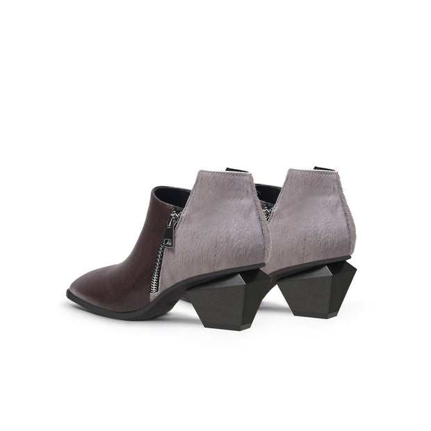 Modern Suede Leather Paneled Ankle Boots-3