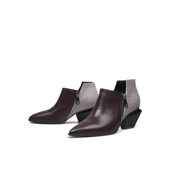 Modern Suede Leather Paneled Ankle Boots-4