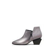 Modern Suede Leather Paneled Ankle Boots-5
