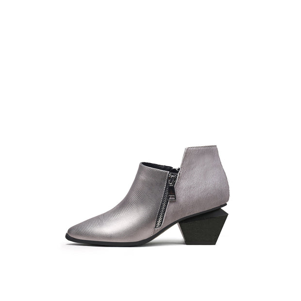 Modern Suede Leather Paneled Ankle Boots-5