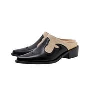 Summer Two Tone Chunky Country Mules-2