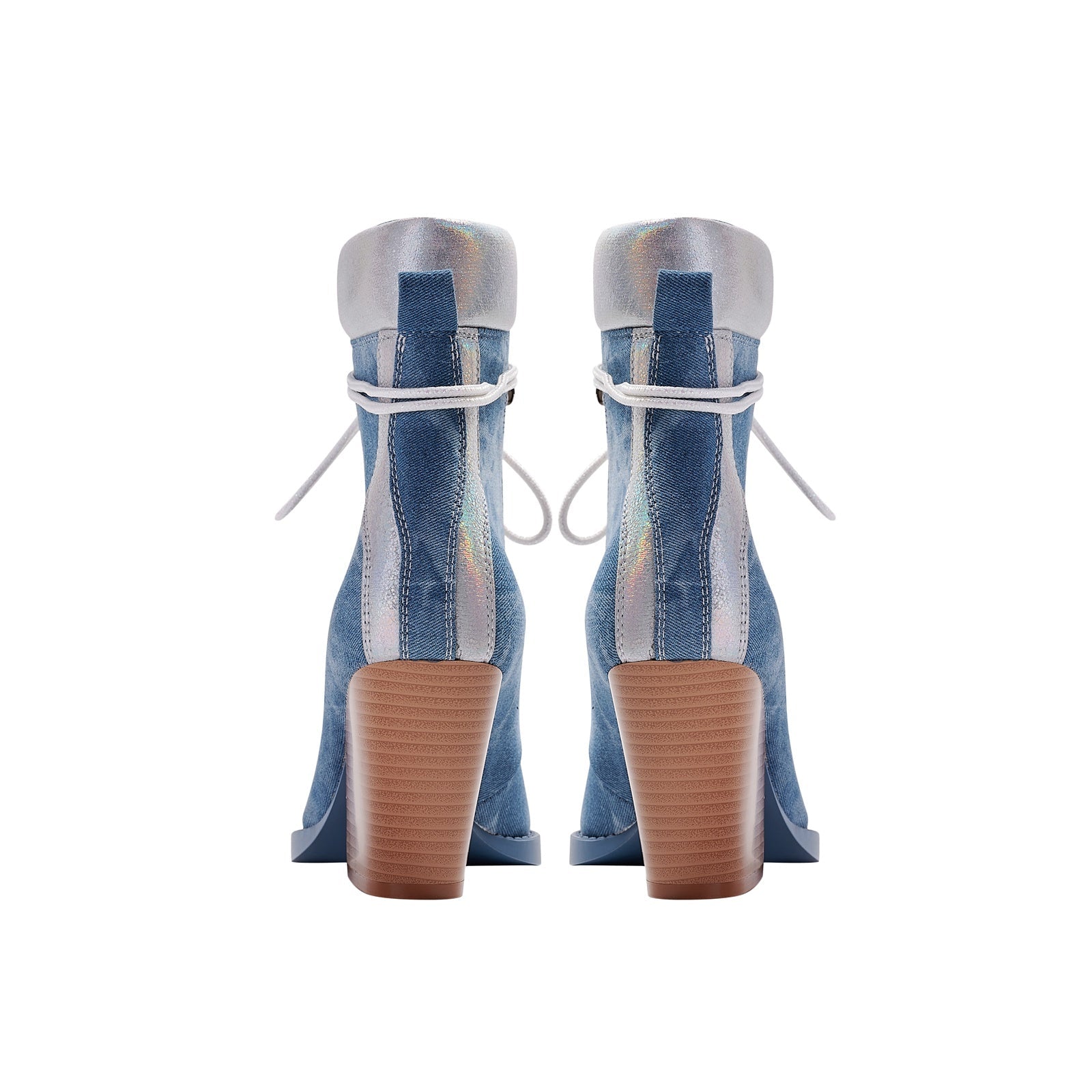 Texas Denim Lace Up Ankle Boots-3