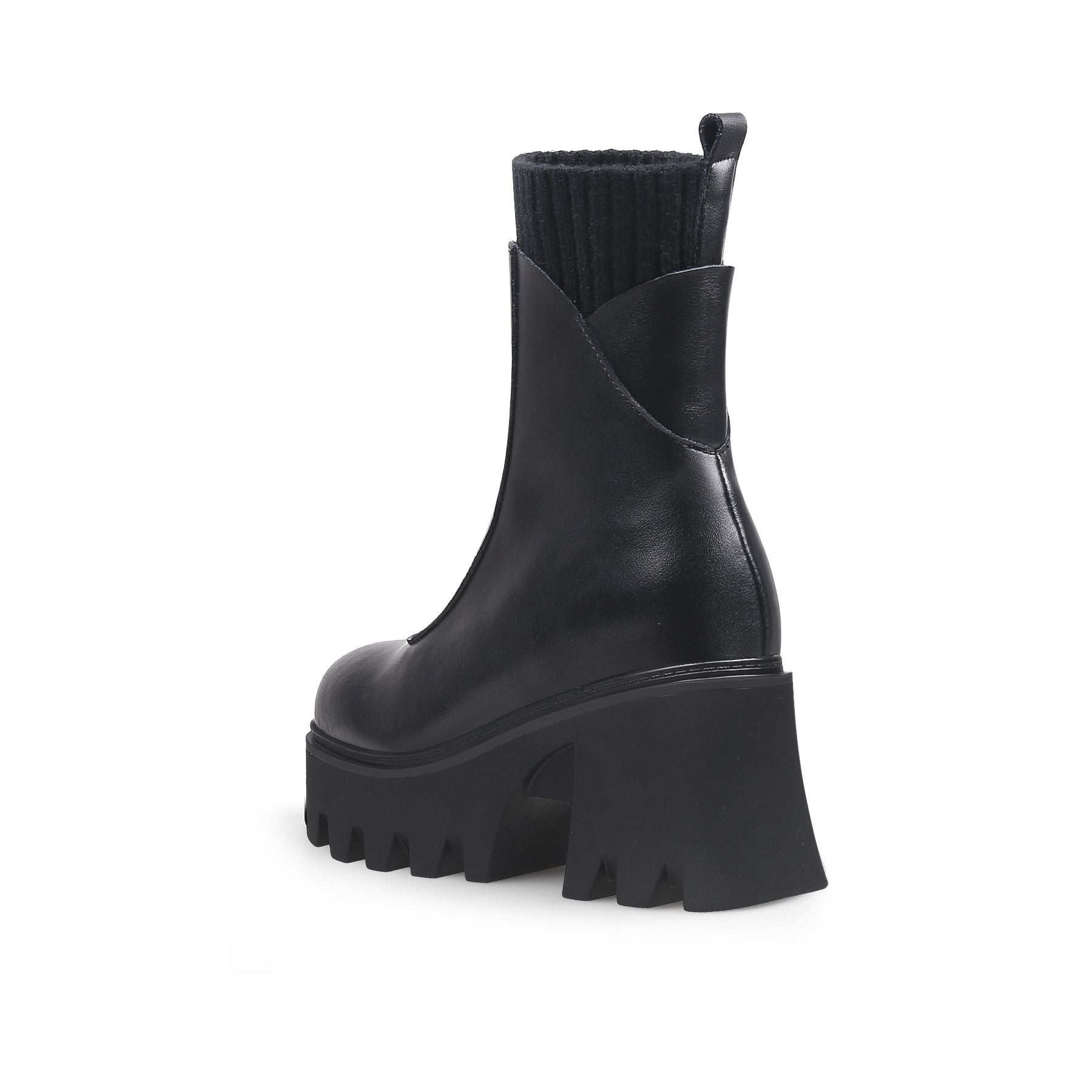 Thick Bottom Black Ankle Boots-3