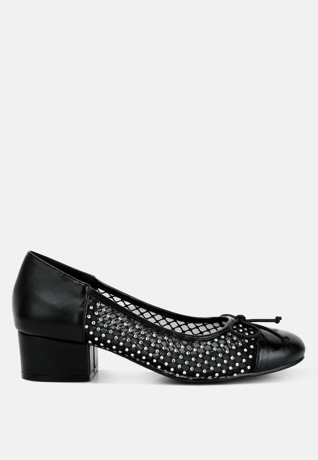 Tudum Rhinestone Detail Mesh Ballerinas-6