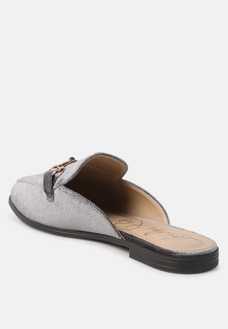 Velvet Buckled Flat Mules-2