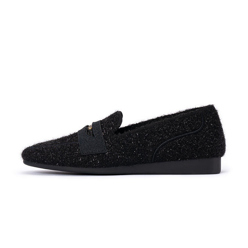 Versatile Soft Sole Slip On Tweed Loafers-0