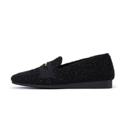 Versatile Soft Sole Slip On Tweed Loafers-0