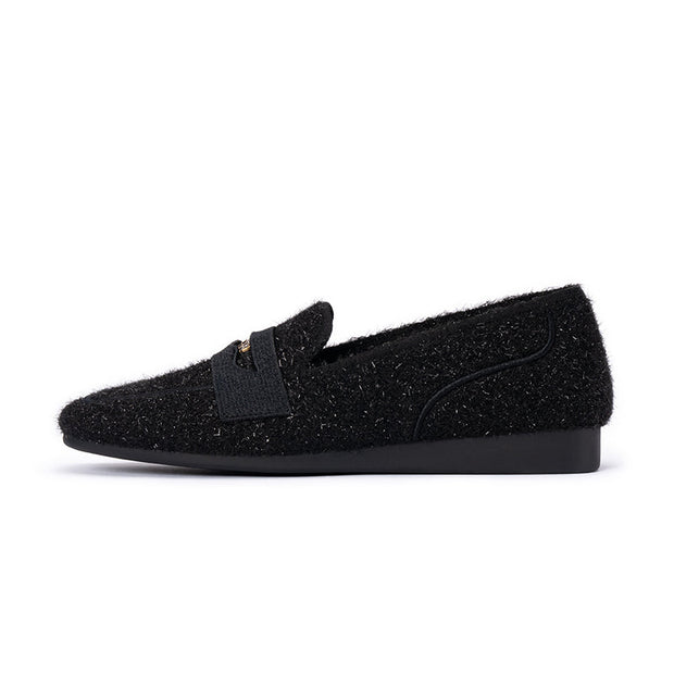 Versatile Soft Sole Slip On Tweed Loafers-0