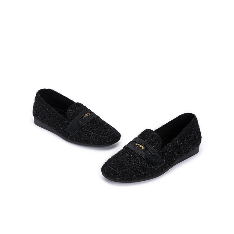 Versatile Soft Sole Slip On Tweed Loafers-2