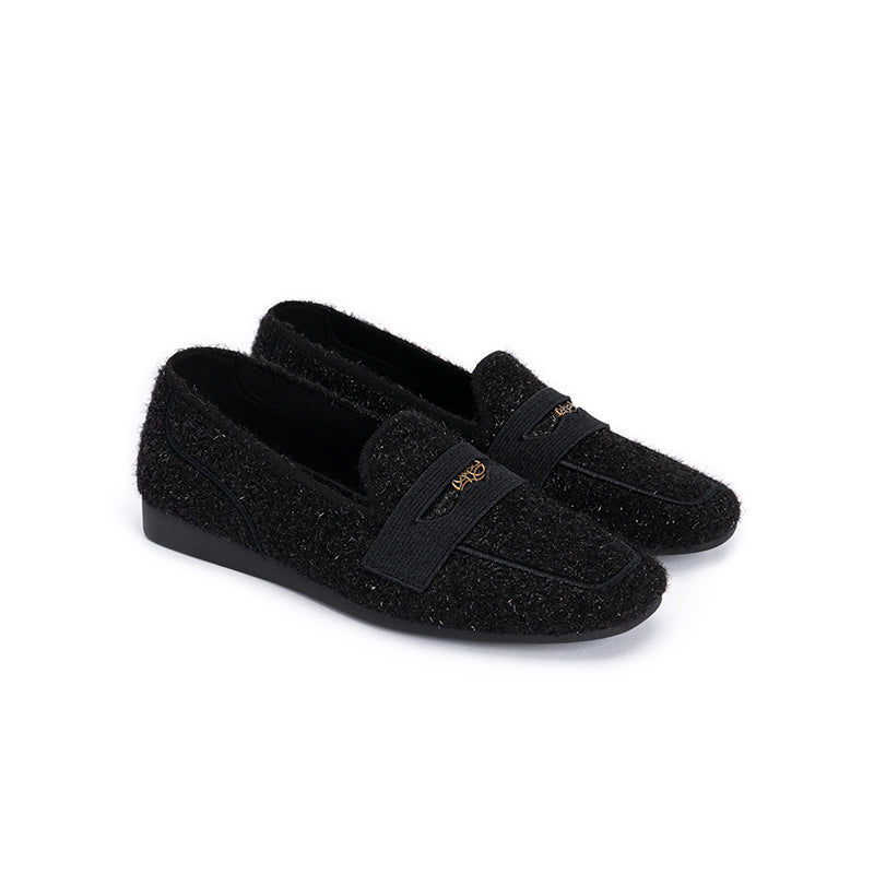 Versatile Soft Sole Slip On Tweed Loafers-3