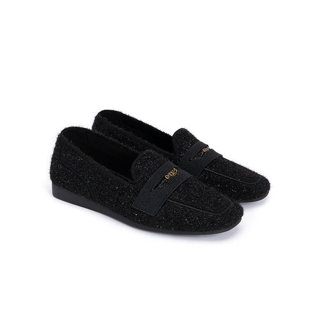 Versatile Soft Sole Slip On Tweed Loafers-3