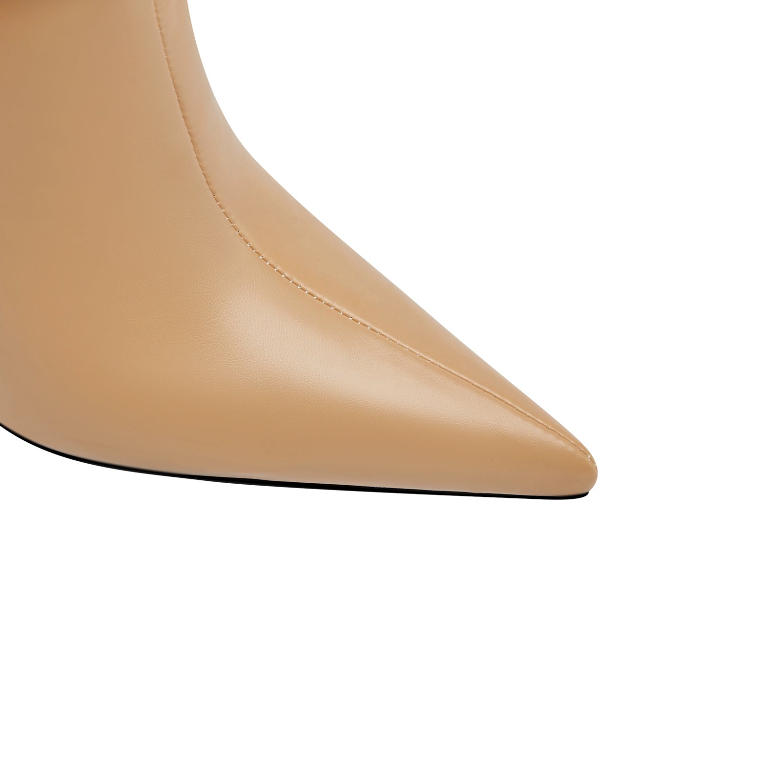Wave Mesh Pointed Toe Leather Knee High Boots-3