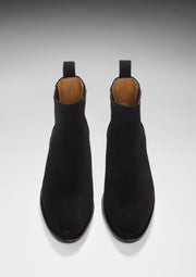 Women's Black Suede Chelsea Boots, Welted Leather Sole-1
