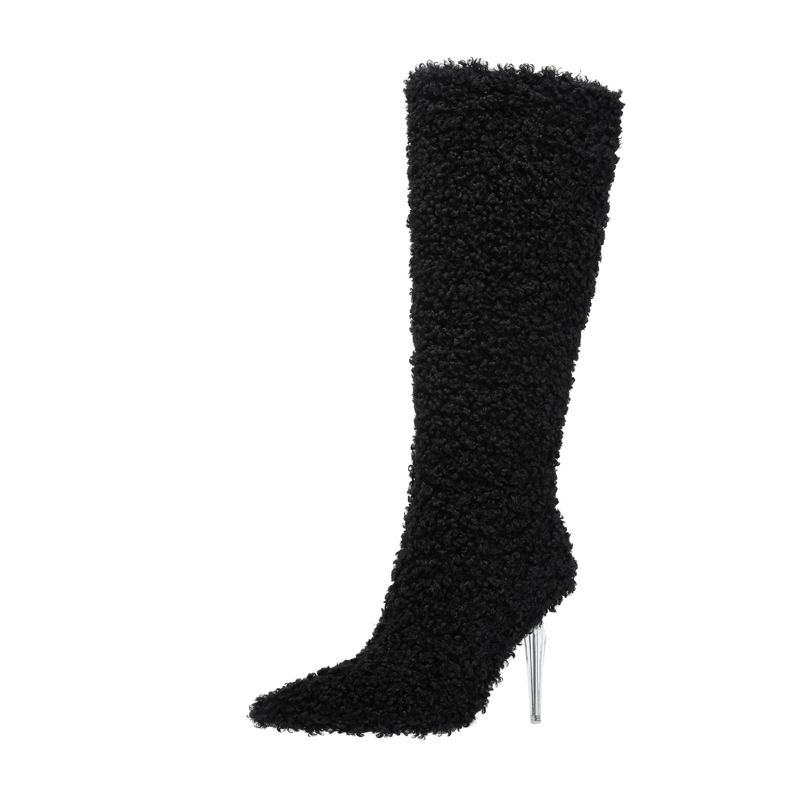 Wooly Pointed Toe Knee High Boots-1