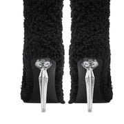 Wooly Pointed Toe Knee High Boots-3