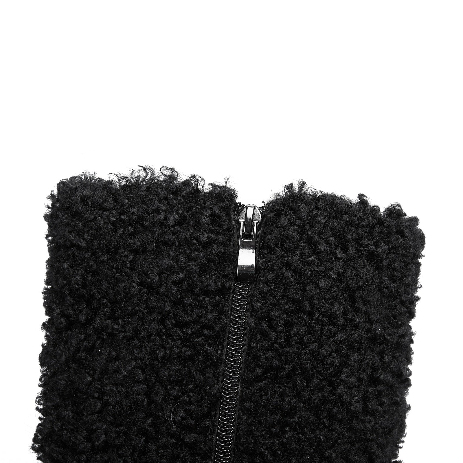Wooly Pointed Toe Knee High Boots-4